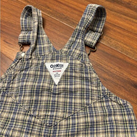 Osh Kosh B’Gosh vintage plaid green/blue/yellow/white overall shorts - Picture 5 of 6